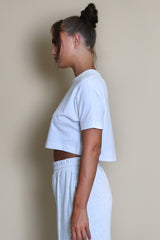 White Basic Boxy Fit Cropped T-shirt