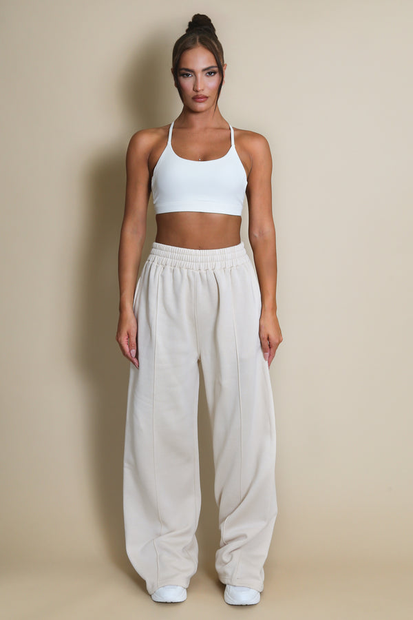 Wide Leg Joggers In Beige