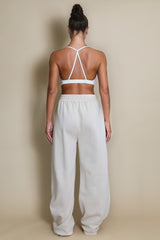 Wide Leg Joggers In Beige