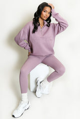 New York Embossed Zip Sweatshirt In Mauve