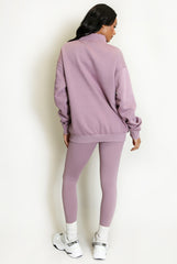 New York Embossed Zip Sweatshirt In Mauve