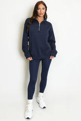 New York Embossed Zip Sweatshirt In Navy