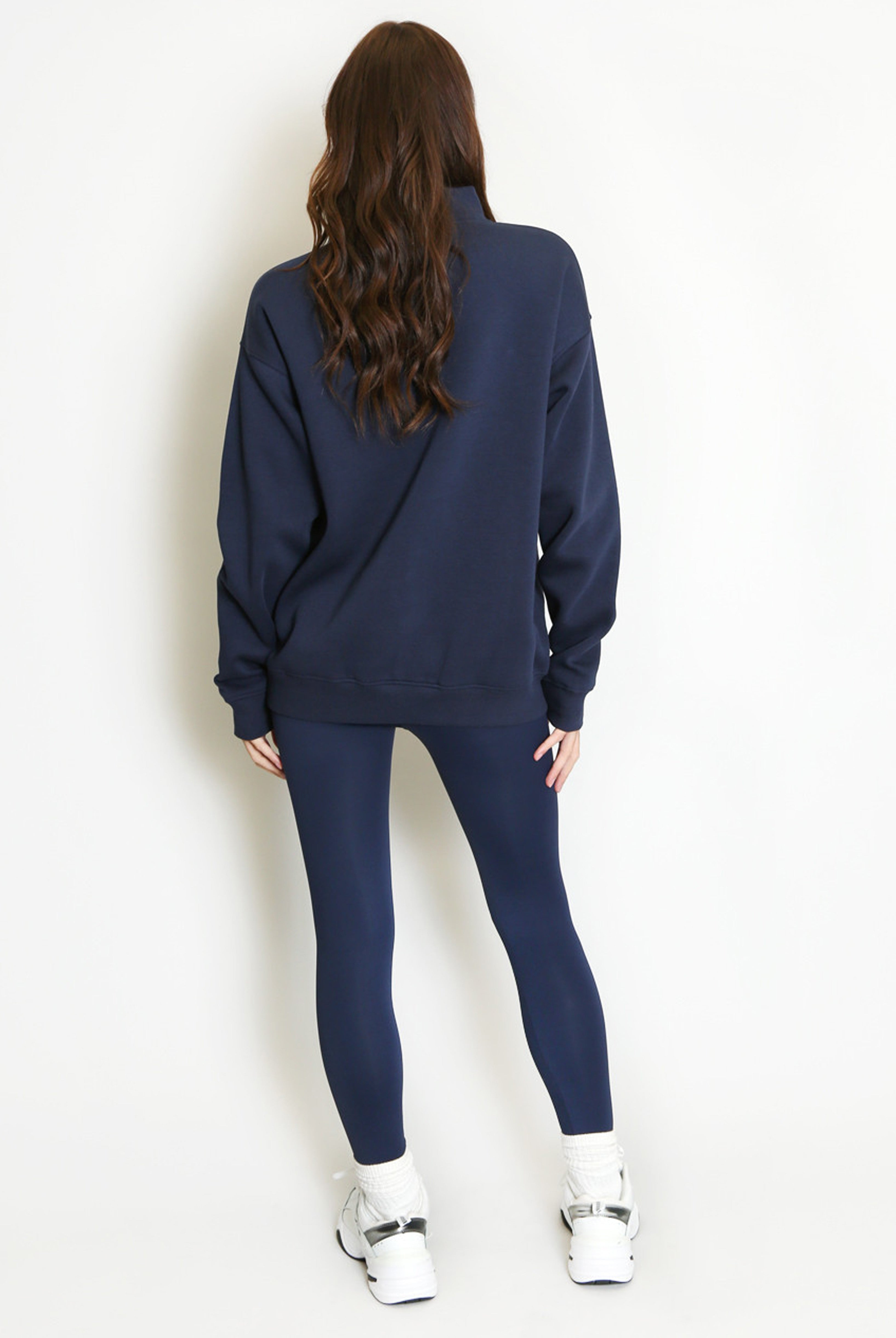 New York Embossed Zip Sweatshirt In Navy