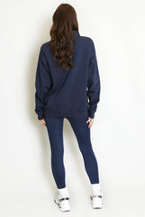 New York Embossed Zip Sweatshirt In Navy
