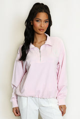 Half Zip LA Sweatshirt In Pink Acid Wash