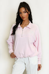 Half Zip LA Sweatshirt In Pink Acid Wash