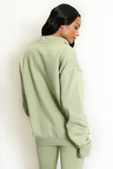 New York Embossed Zip Sweatshirt In Sage Green