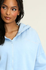 Iconic Cropped Zipper Hoodie In Blue