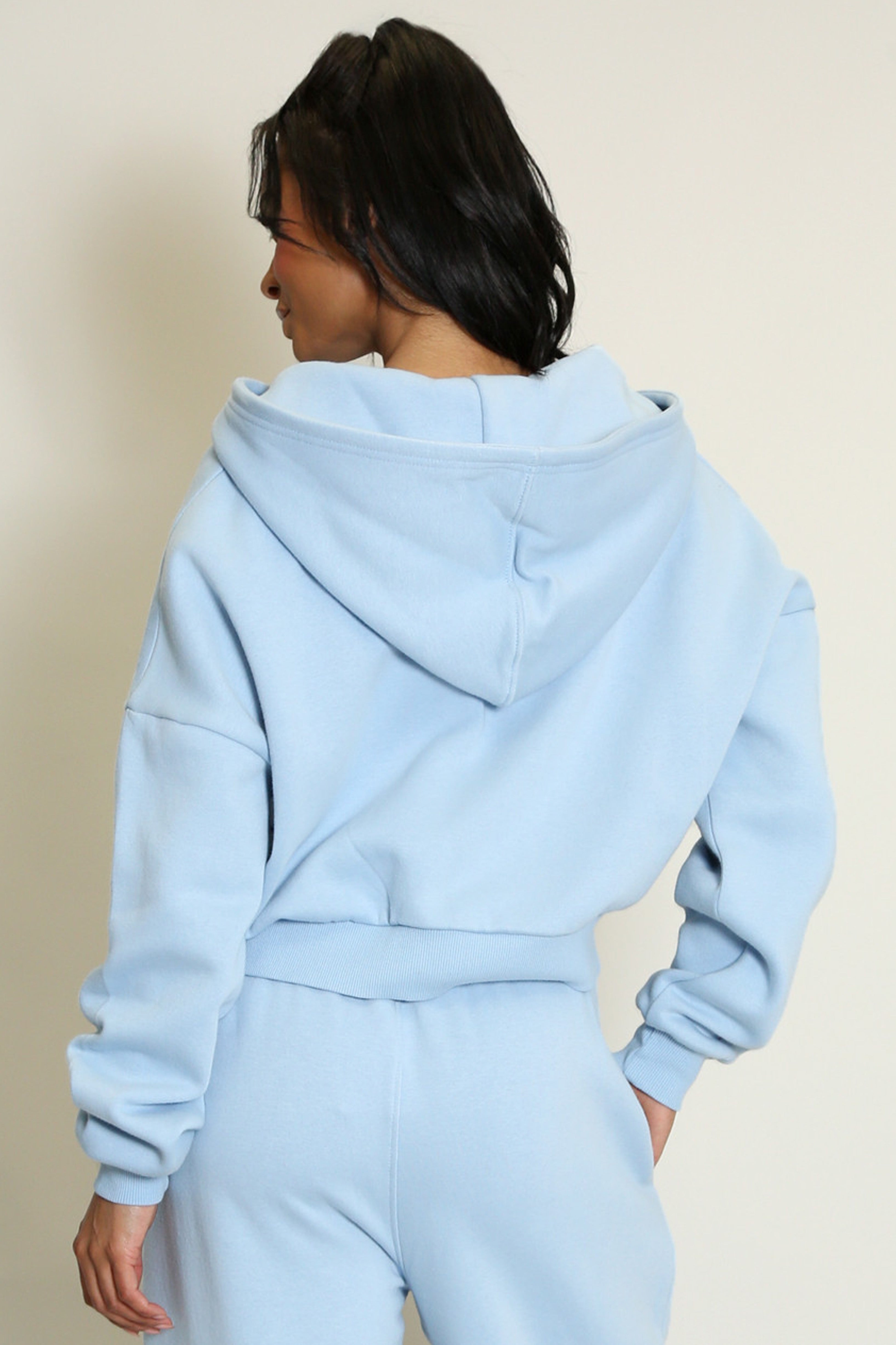 Iconic Cropped Zipper Hoodie In Blue