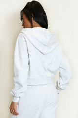Iconic Cropped Zipper Hoodie In Grey