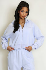 Iconic Cropped Zipper Hoodie In Lilac
