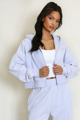 Iconic Cropped Zipper Hoodie In Lilac