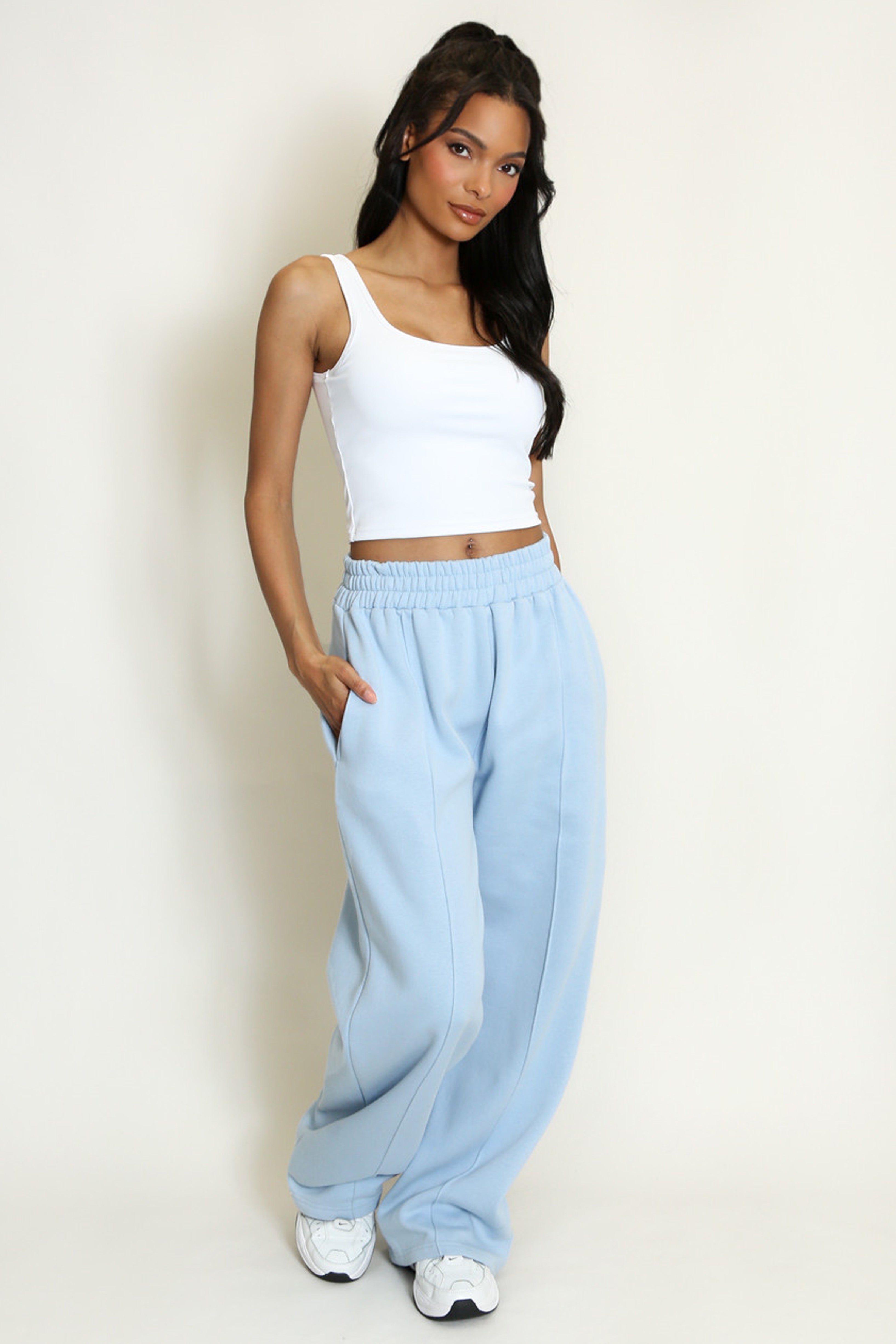 Wide Leg Joggers In Blue