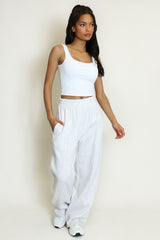 Wide Leg Joggers In Grey Marl