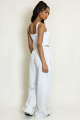Wide Leg Joggers In Grey Marl