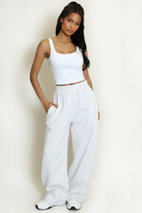 Wide Leg Joggers In Grey Marl