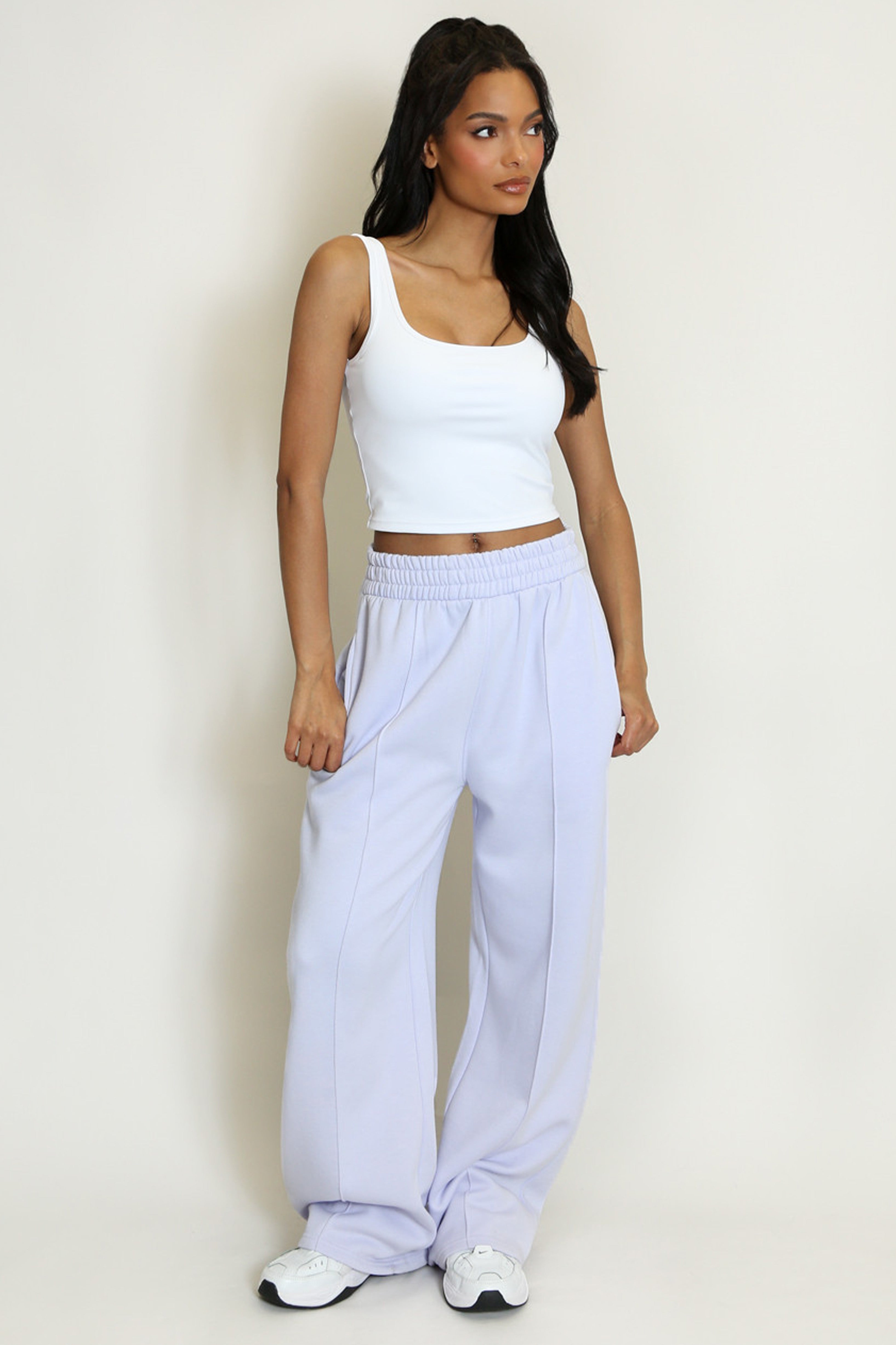 Wide Leg Joggers In Lilac