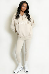 Vancouver Embroidered Zip Sweatshirt In Beige