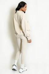 Vancouver Embroidered Zip Sweatshirt In Beige