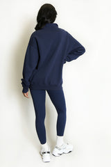 Vancouver Embroidered Zip Sweatshirt In Navy