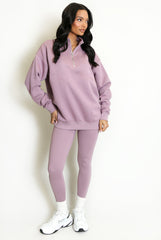 Half Zip Relaxed Fit Sweatshirt in Mauve