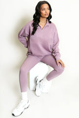 Half Zip Relaxed Fit Sweatshirt in Mauve