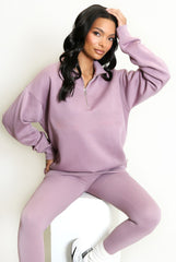 Half Zip Relaxed Fit Sweatshirt in Mauve