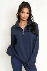 Half Zip Relaxed Fit Sweatshirt in Navy