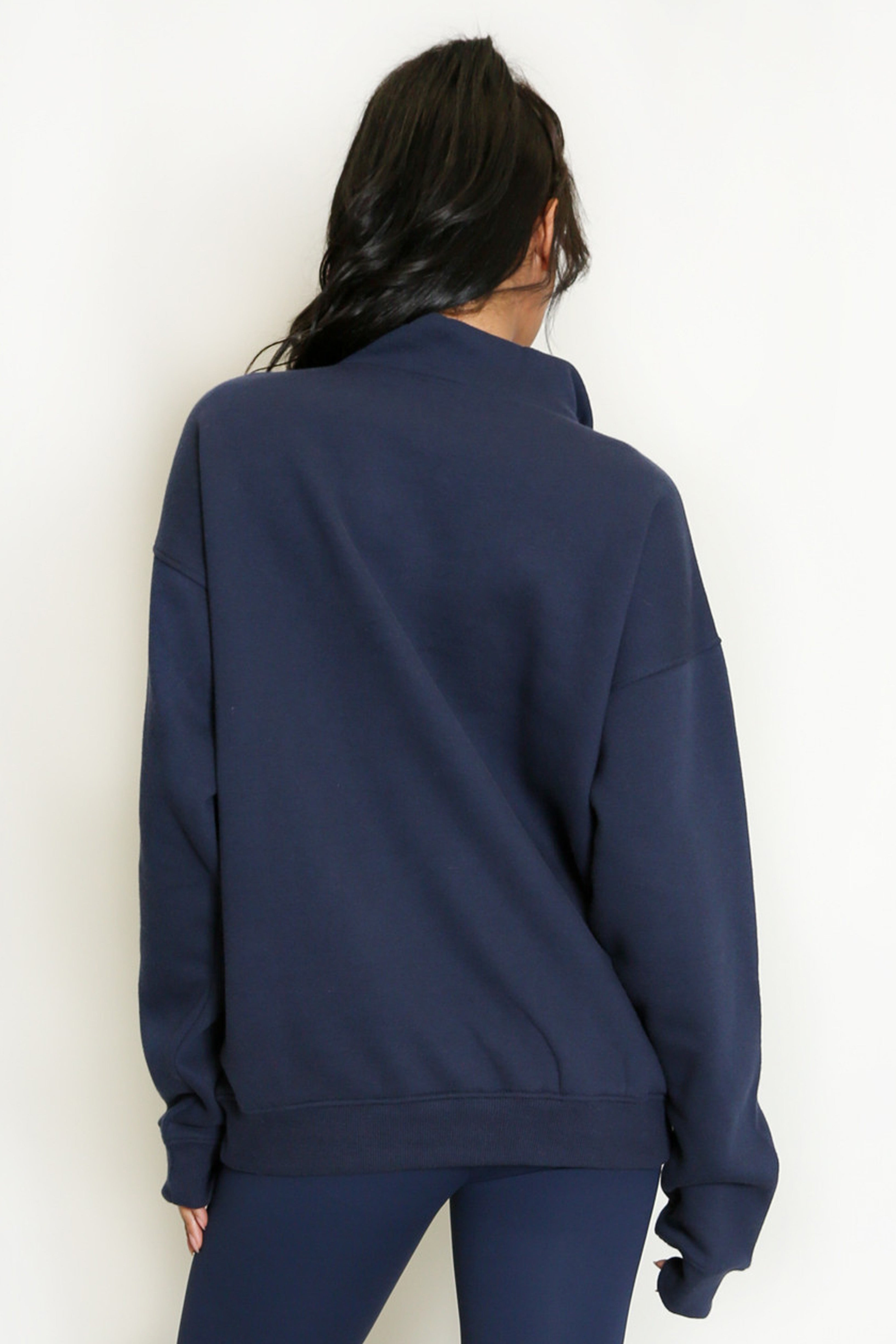 Half Zip Relaxed Fit Sweatshirt in Navy
