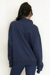 Half Zip Relaxed Fit Sweatshirt in Navy