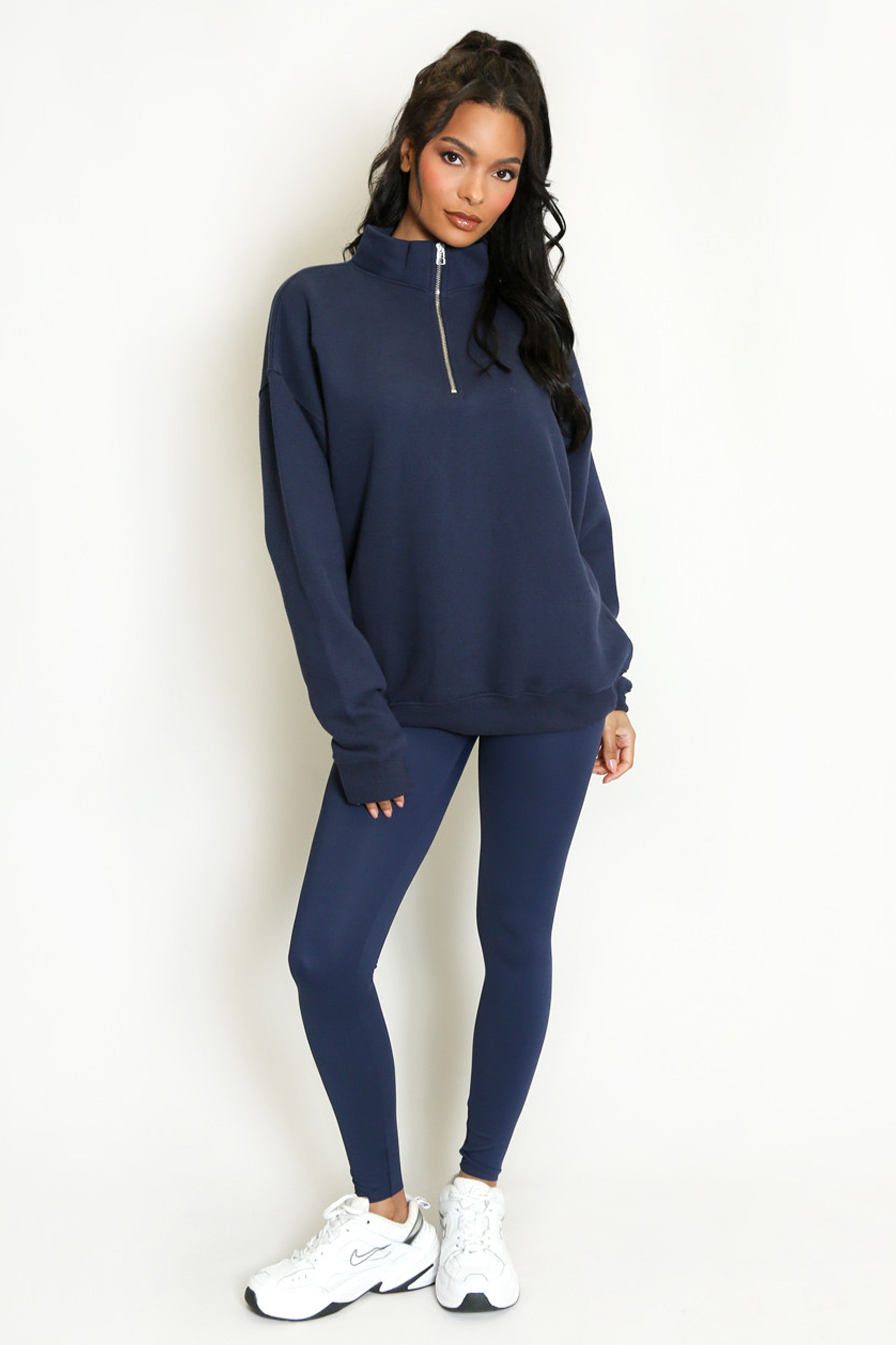 Half Zip Relaxed Fit Sweatshirt in Navy