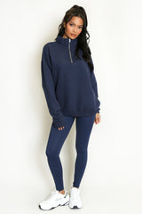 Half Zip Relaxed Fit Sweatshirt in Navy