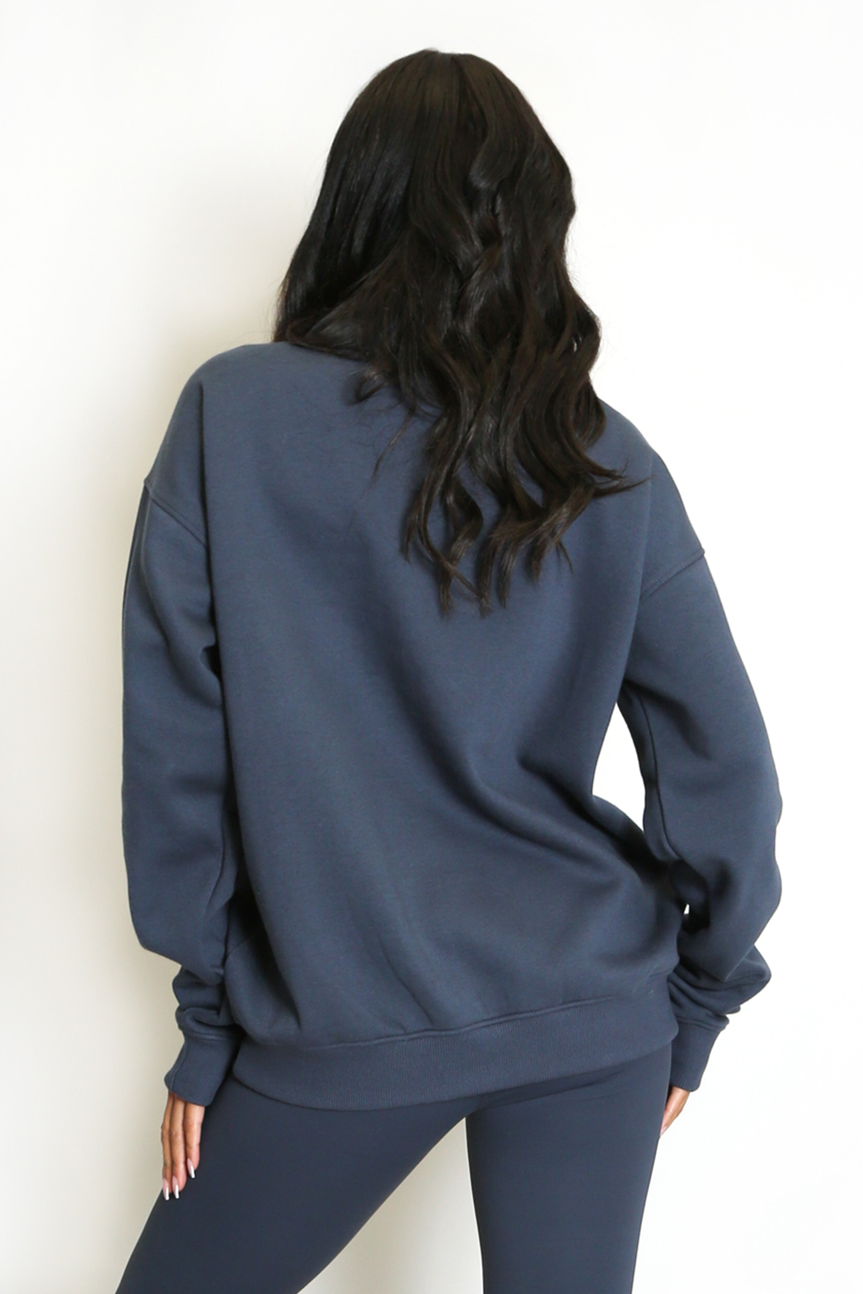 Half Zip Relaxed Fit Sweatshirt in Slate Grey