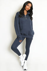 Half Zip Relaxed Fit Sweatshirt in Slate Grey