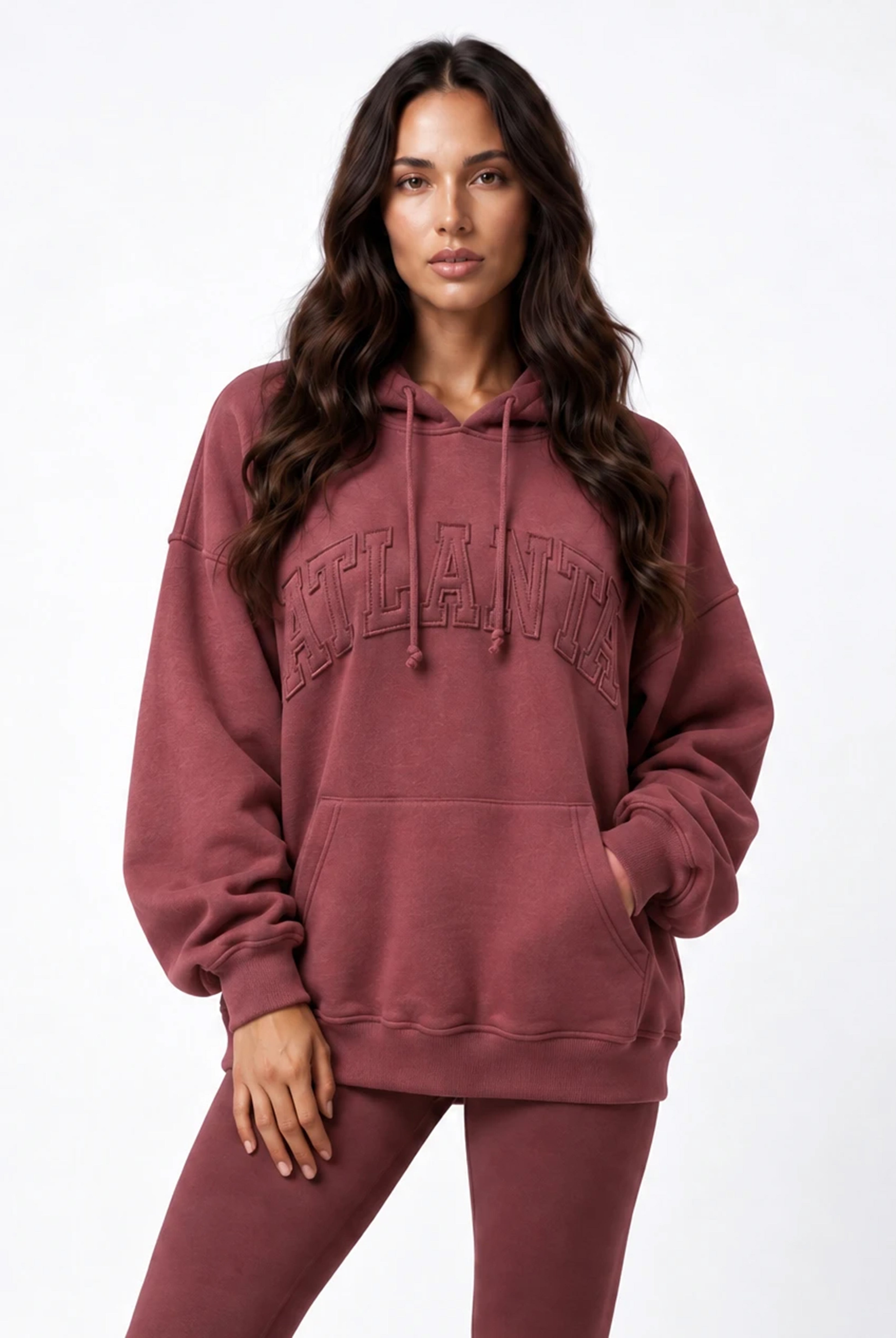 Atlanta Oversized Hoodie in Red Mahogany
