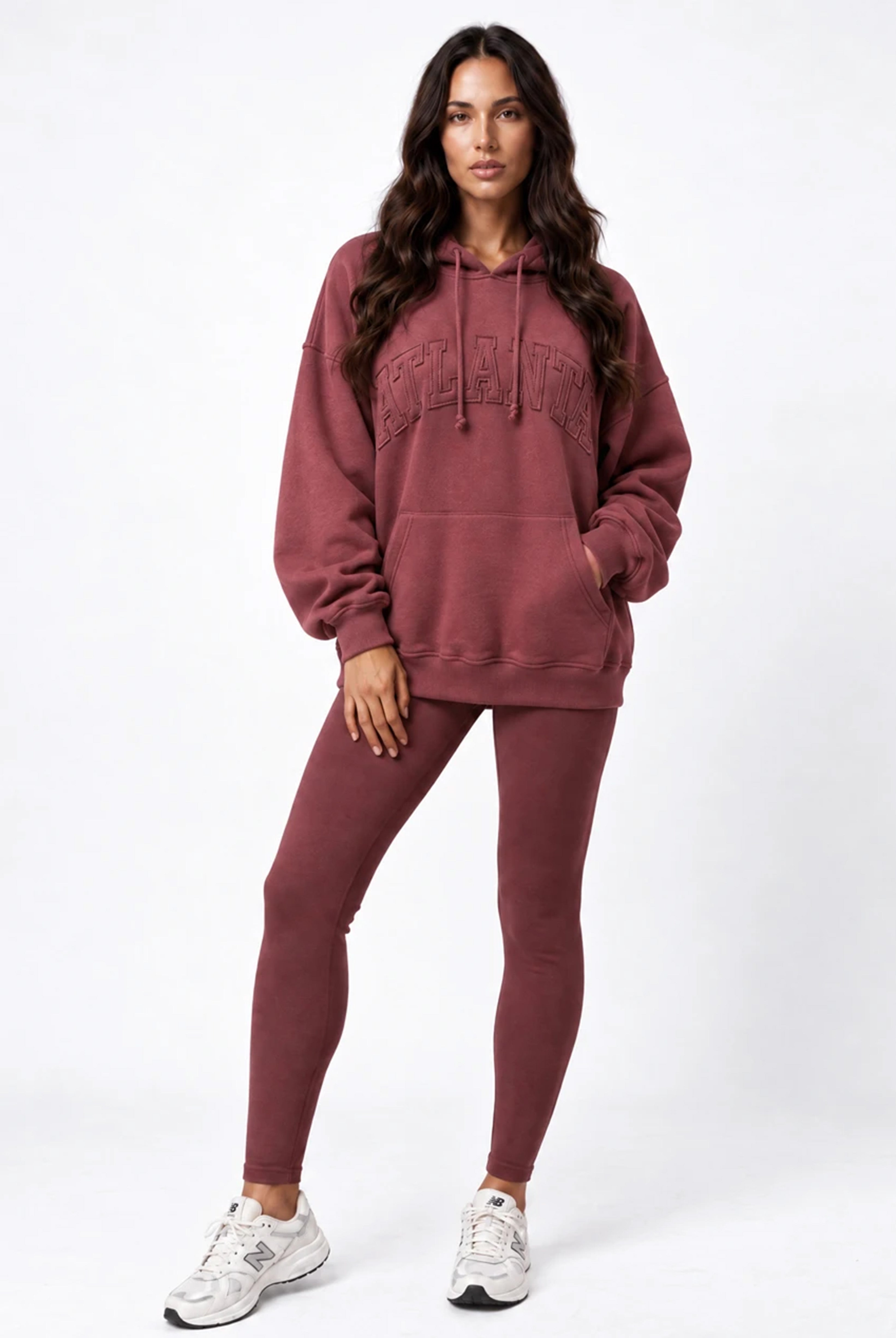 Atlanta Oversized Hoodie in Red Mahogany