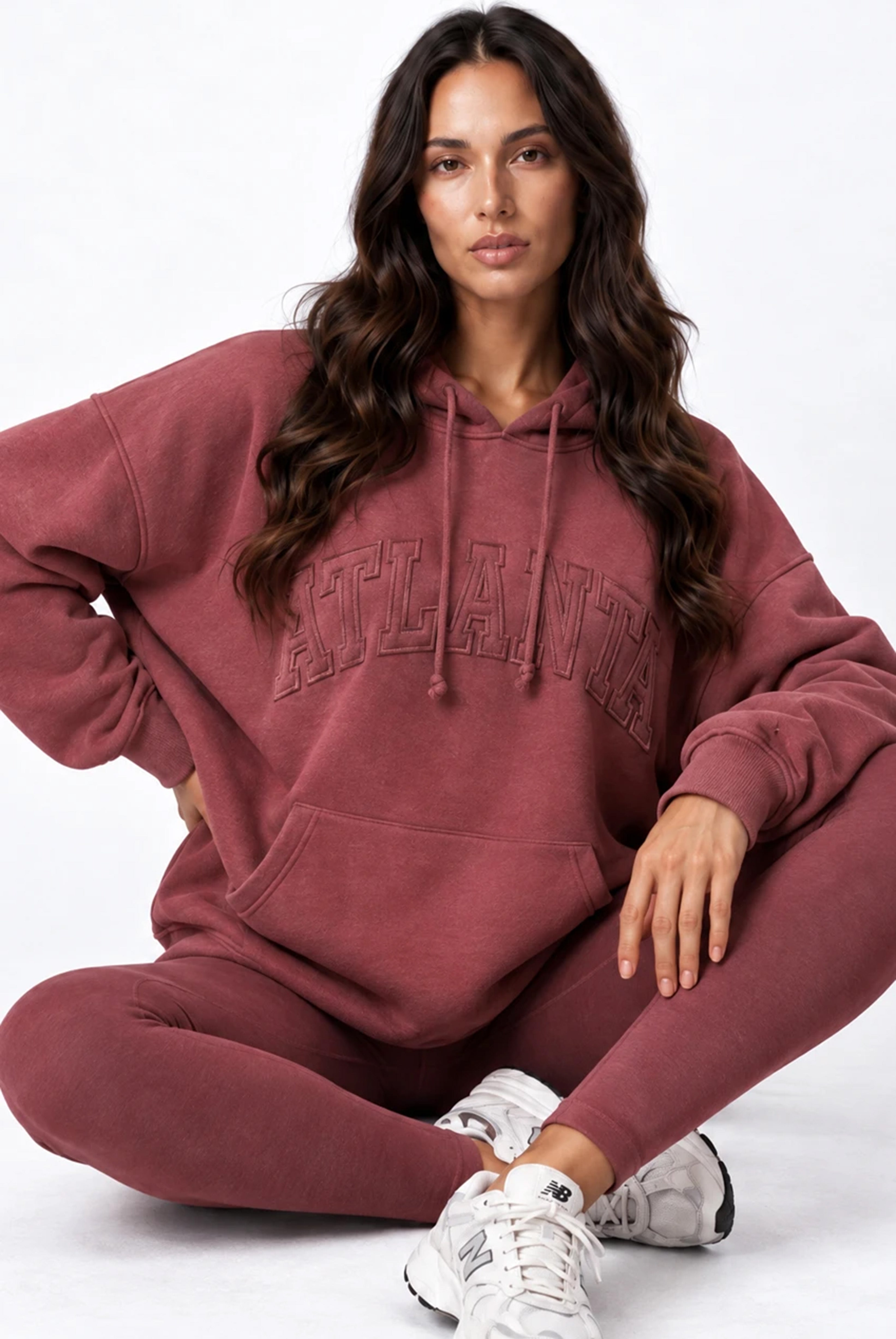 Atlanta Oversized Hoodie in Red Mahogany