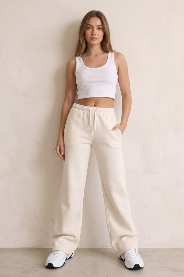 Luxe Wide Leg Jogger In Beige