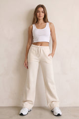 Luxe Wide Leg Jogger In Beige