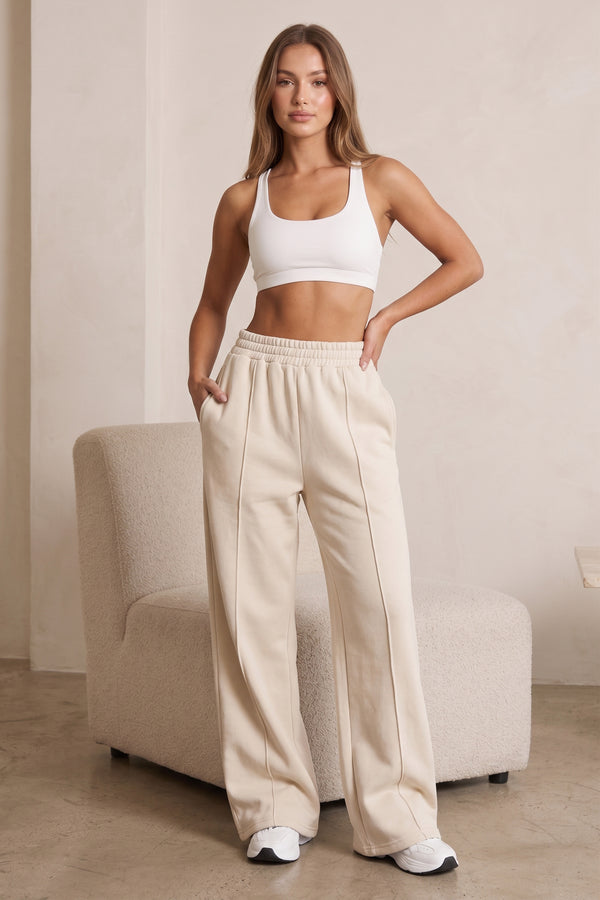 Wide Leg Joggers In Beige