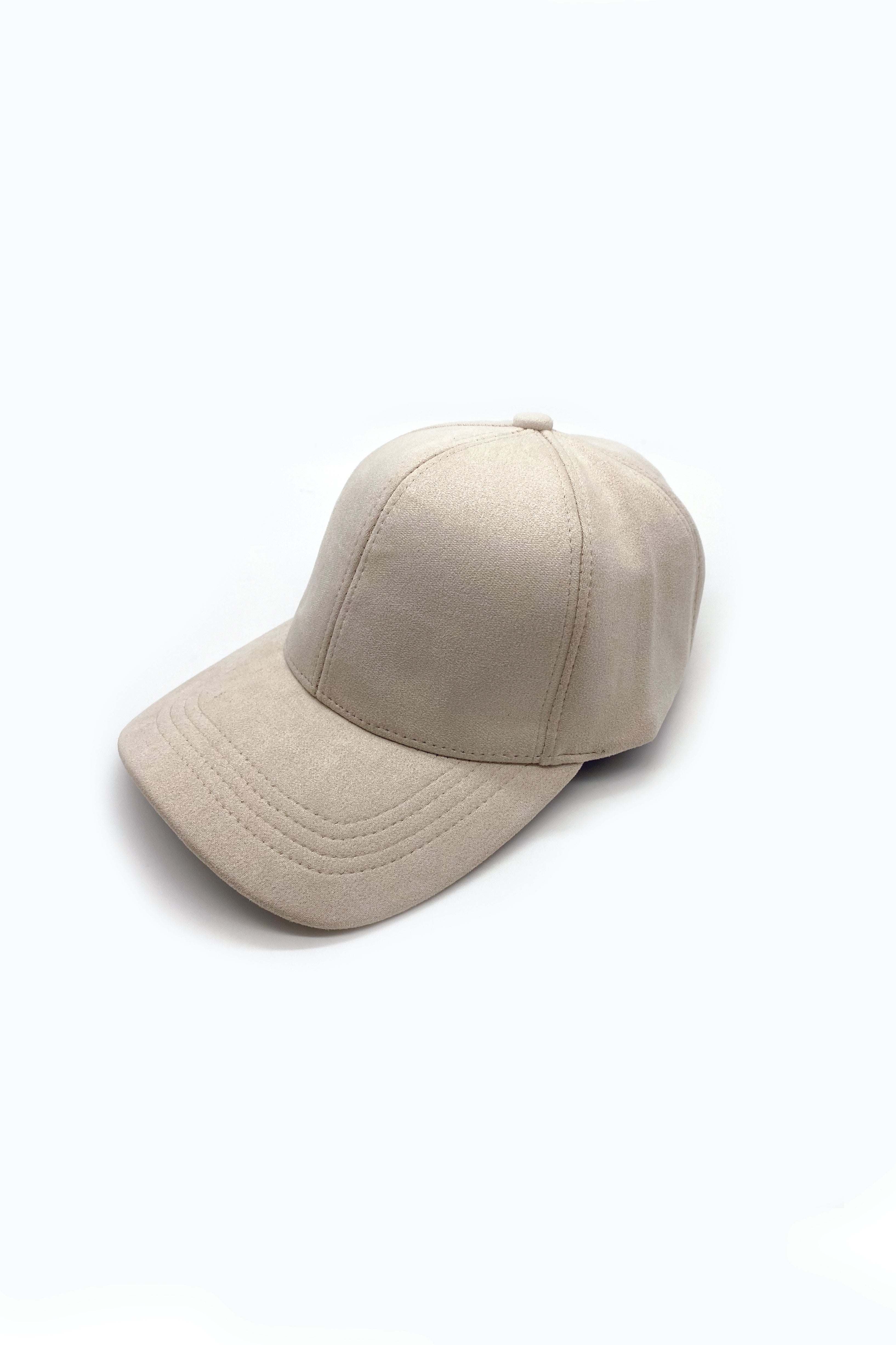 Faux Suede Beige Baseball Cap