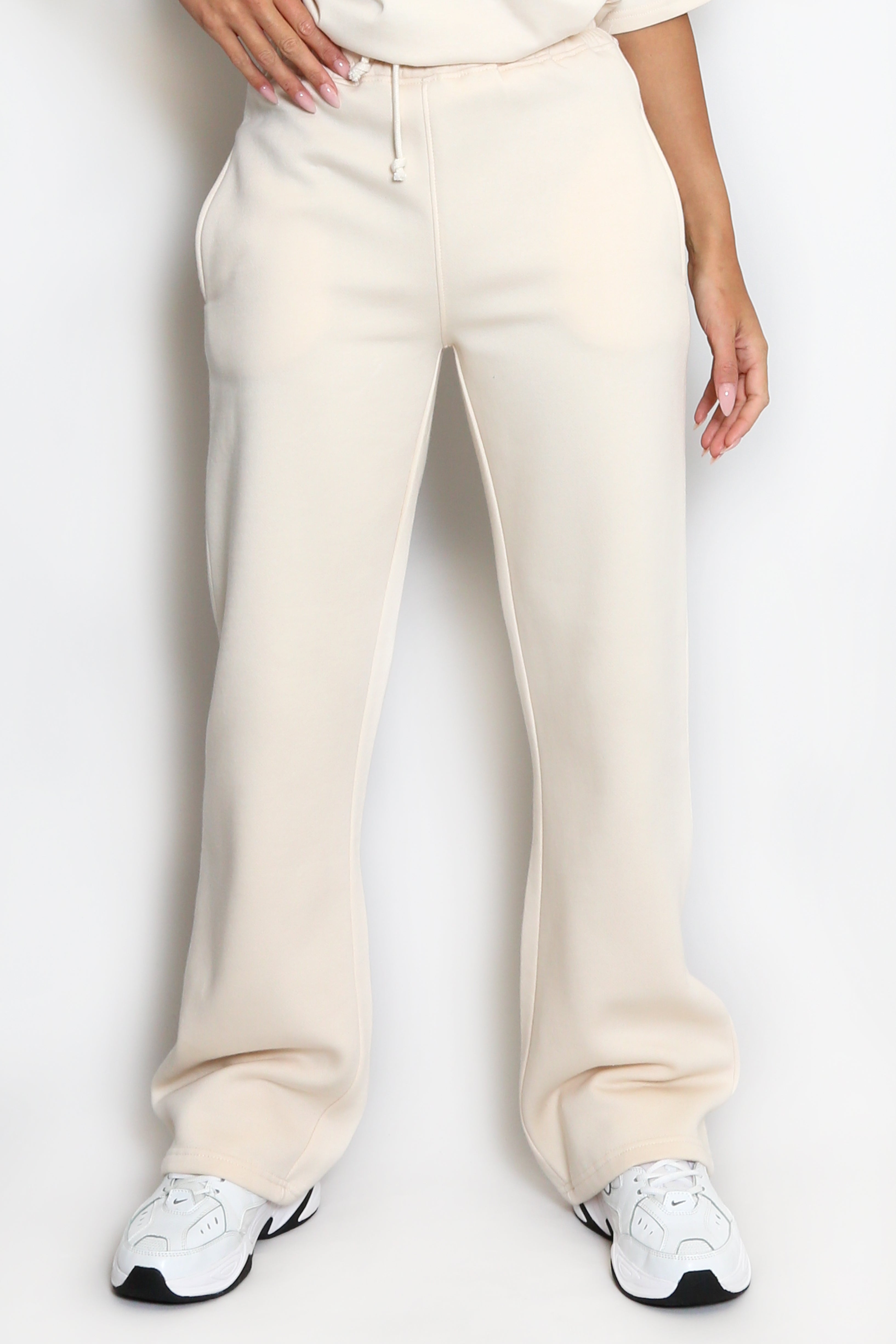 Luxe Wide Leg Jogger In Begie