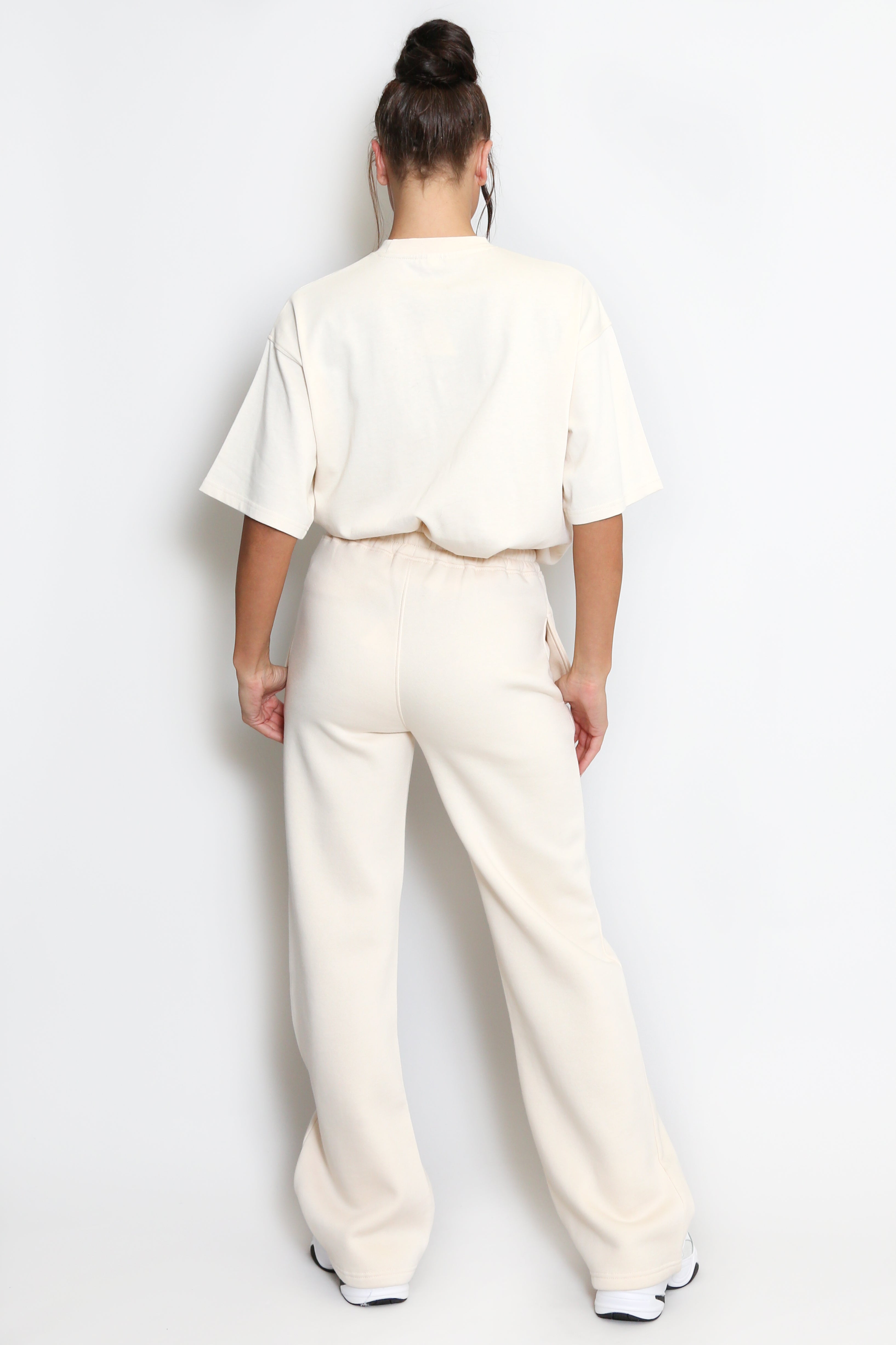 Luxe Wide Leg Jogger In Begie