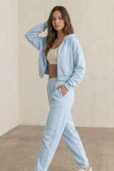 Iconic Cropped Zipper Hoodie In Blue