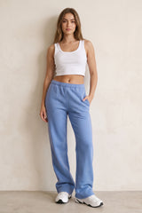 Luxe Wide Leg Jogger In Blue