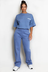 Luxe Wide Leg Jogger In Blue