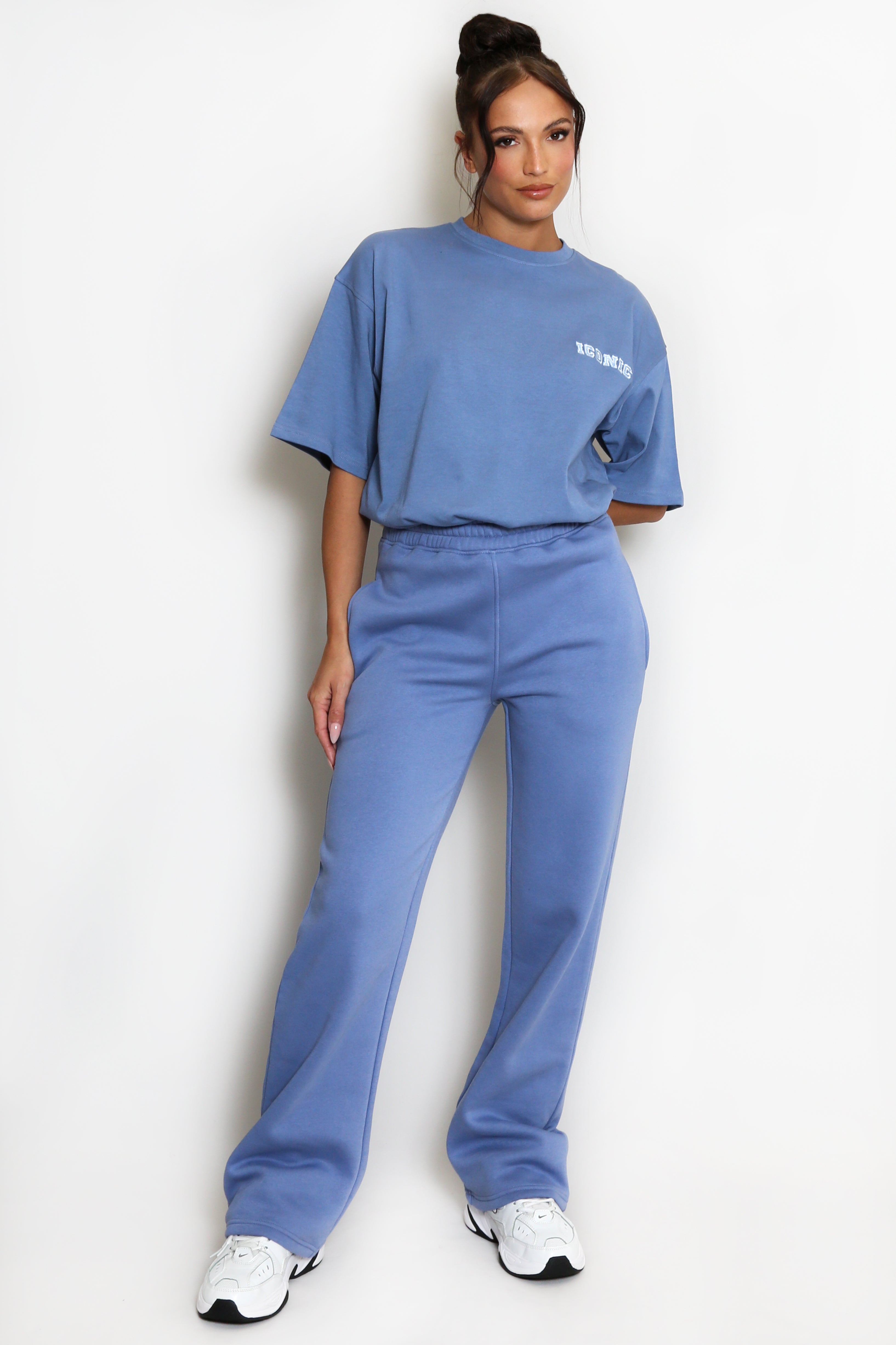 Luxe Wide Leg Jogger In Blue