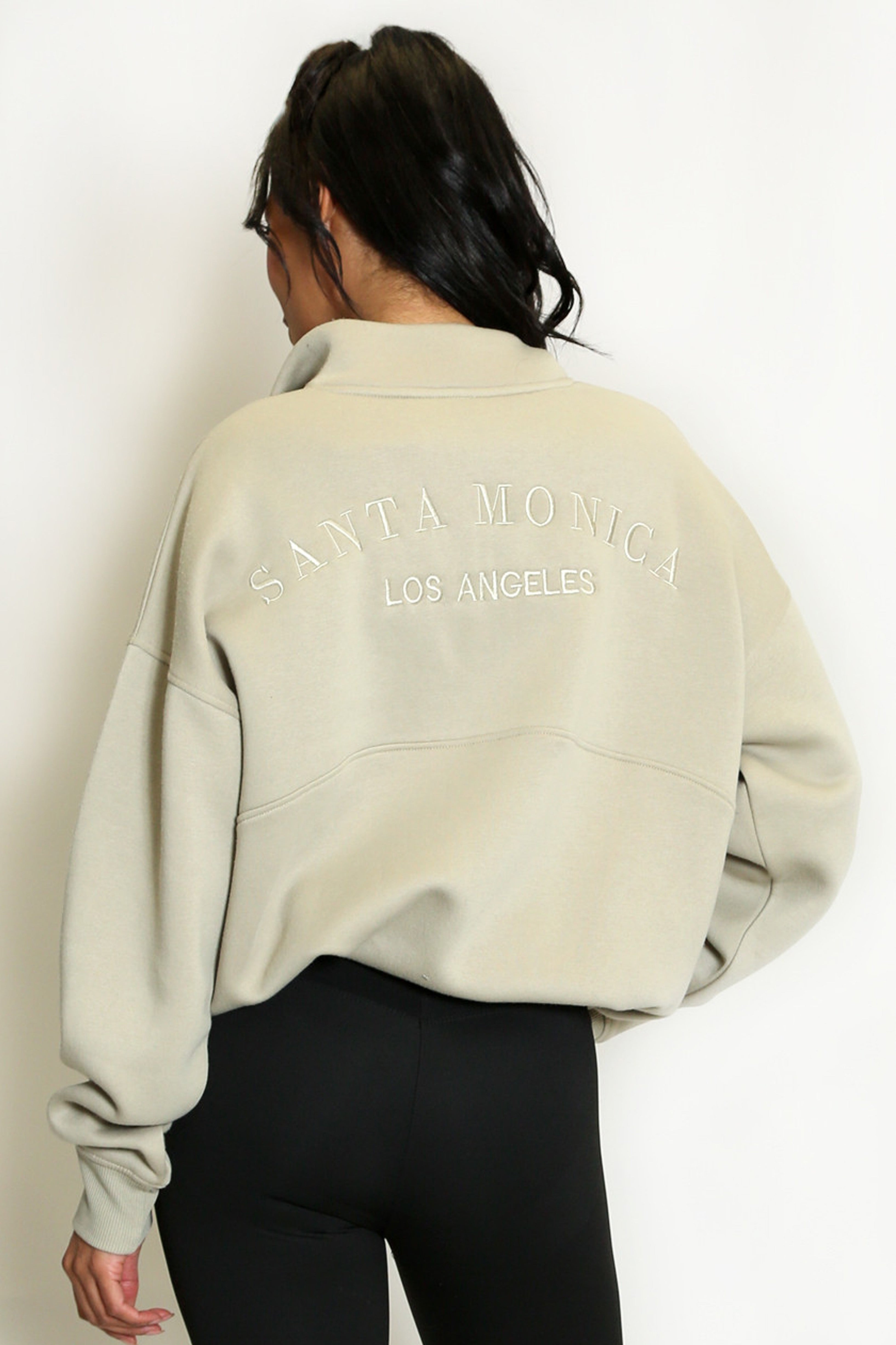 Half Zip Santa Monica Sweatshirt in Sage Green