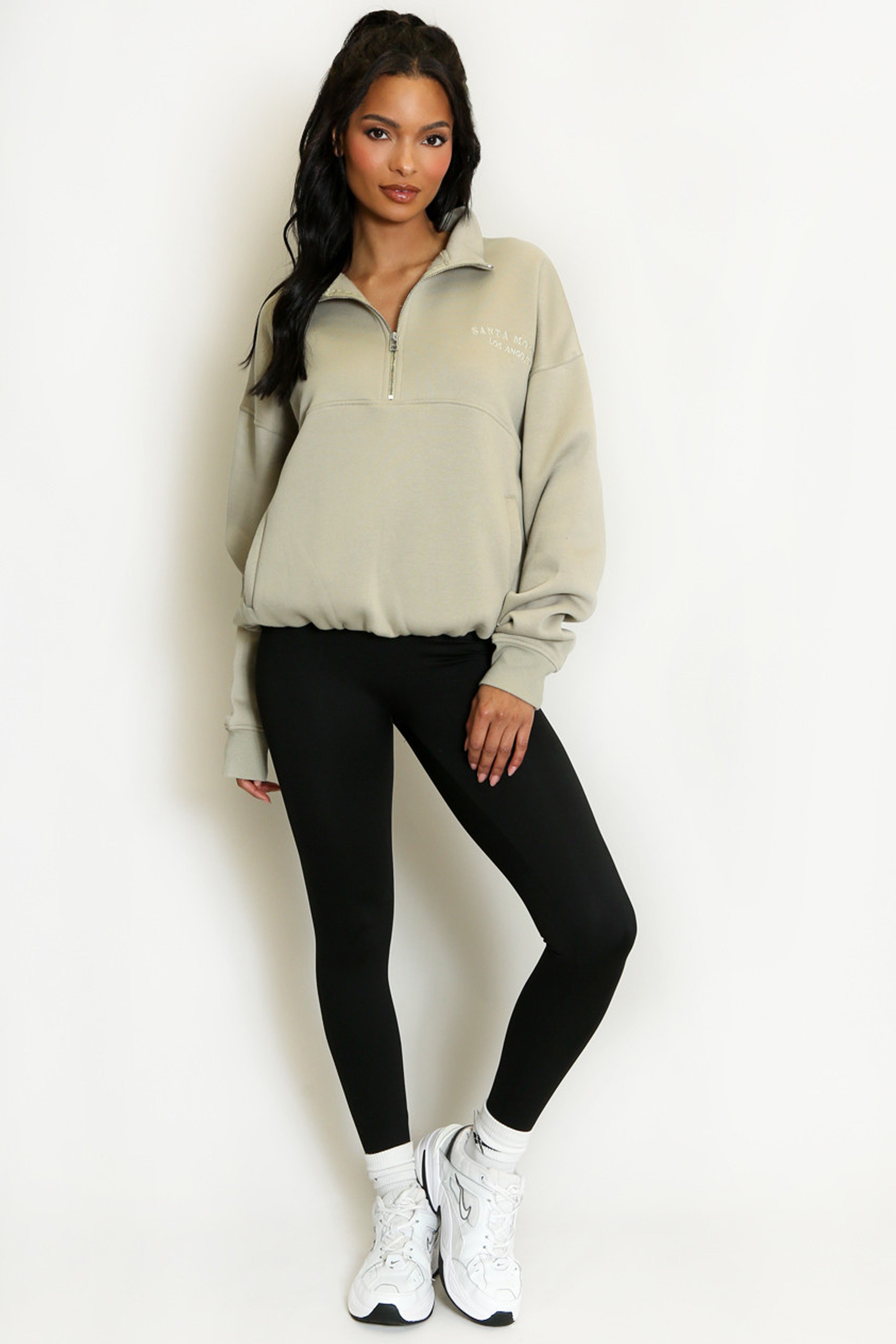 Half Zip Santa Monica Sweatshirt in Sage Green