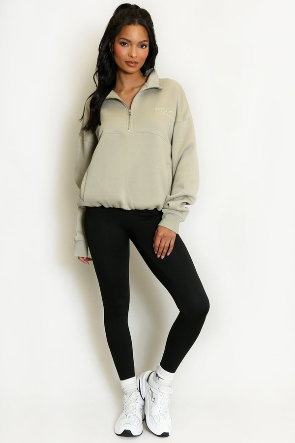 Half Zip Santa Monica Sweatshirt in Sage Green